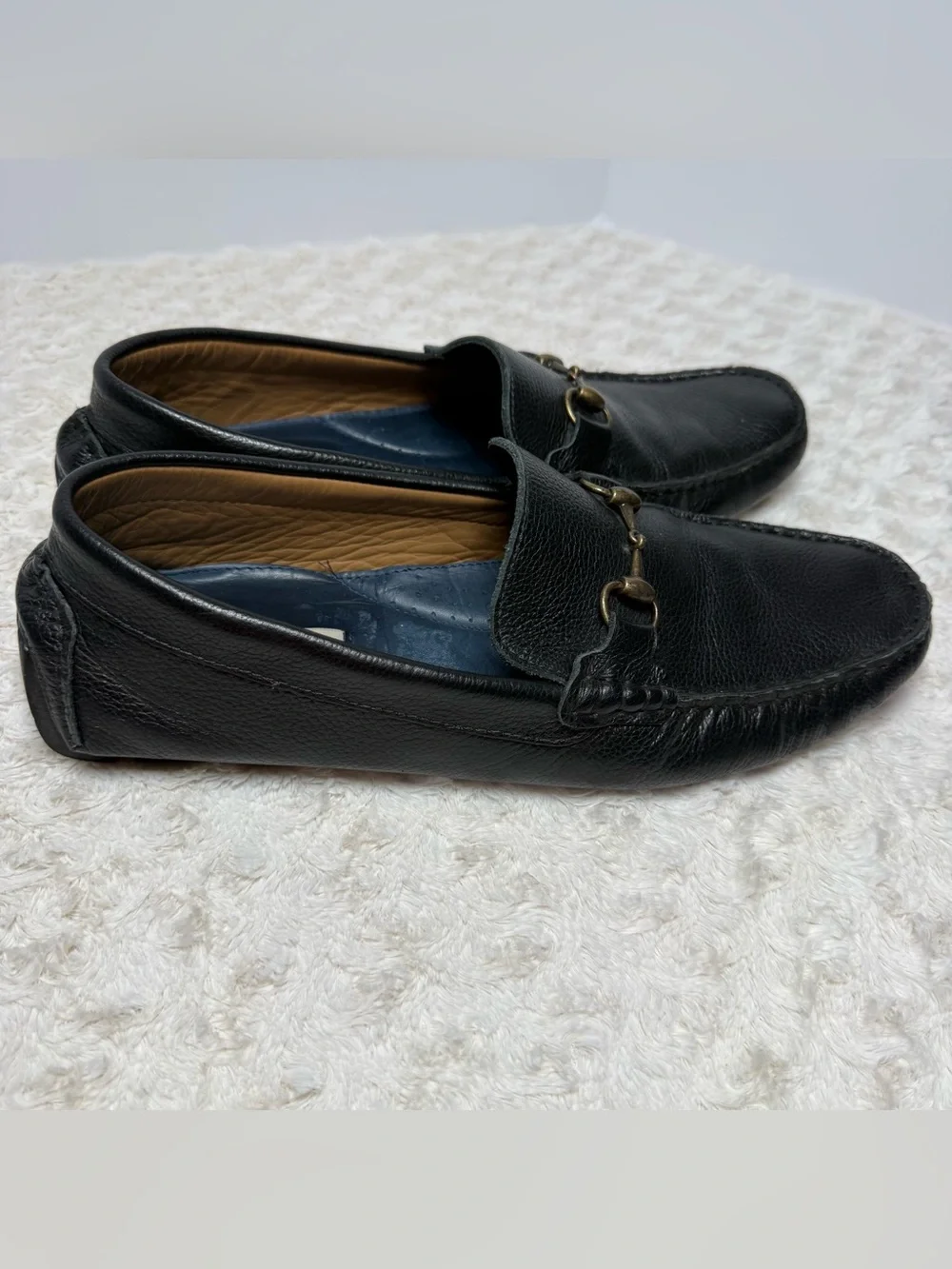 Joseph Abboud Black Pebbled Leather Bit Slip-Ons